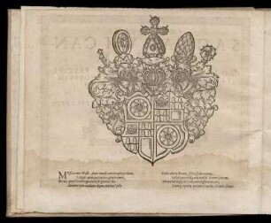Wappen des Erzbischofs zu Mainz, Johannes Schweikard, sowie zwei vierzeilige Verse