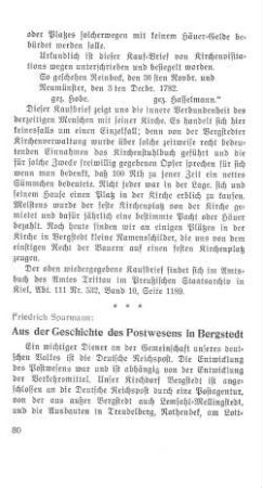 Aus der Geschichte des Postwesens in Bergstedt