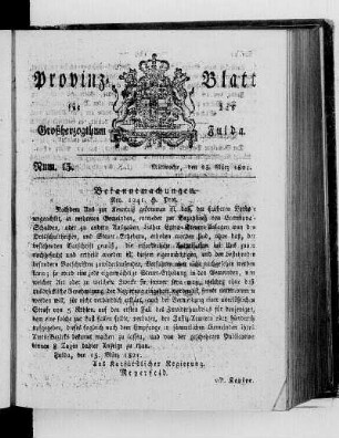Num. 13, Ausgabe vom 28. März 1821