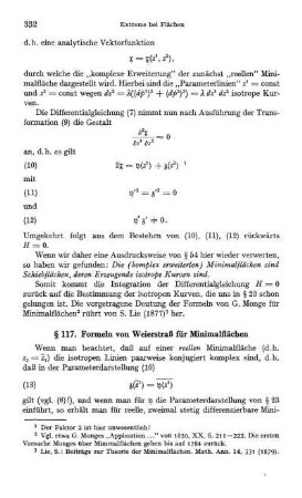 § 117. Formeln von Weierstraß für Minimalflächen