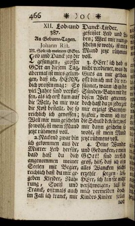 XII. Lob- und Danck-Lieder. - XIII. Morgen-Lieder.