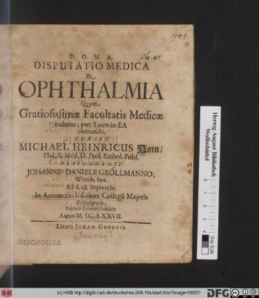 Disputatio Medica De Ophthalmia
