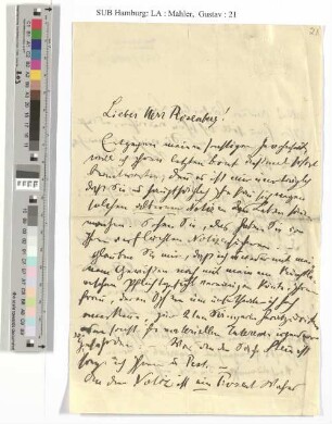 Brief an den Schauspieler Siegfried Rosenberg