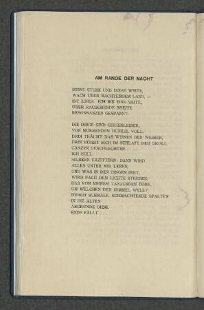 Am Rande der Nacht