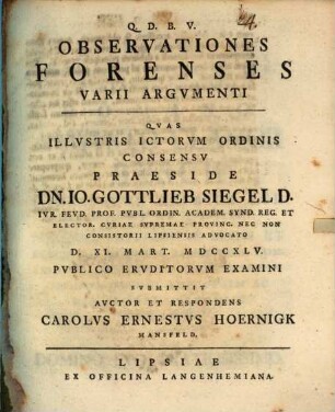 Observationes forenses varii argumenti