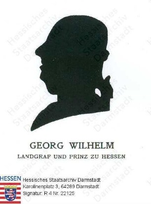 Georg Wilhelm Landgraf v. Hessen-Darmstadt (1722-1782) / Porträt im Profil, mit Bildlegende, Kopfbild