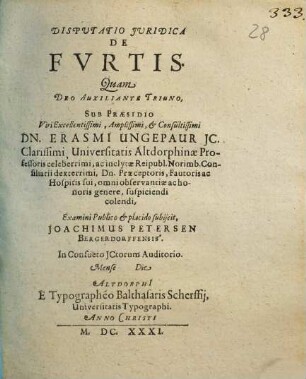 Disputatio Iuridica De Furtis