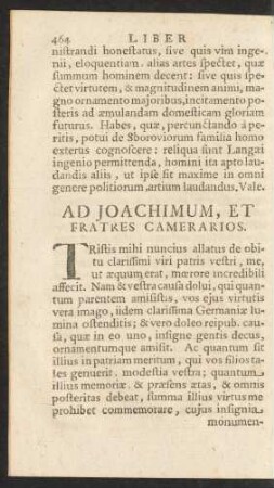 Ad Joachimum, Et Fratres Camerarios.