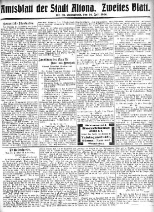 Nummer 30. Zweites Blatt. : Sonnabend, den 24. Juli 1926