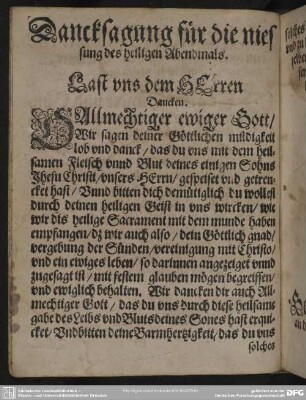 Dancksagung für die niesung des heiligen Abendmals