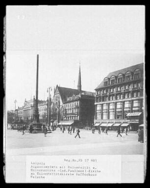Augustusplatz, Kaffeehaus Felsche und Universitätskirche St. Pauli