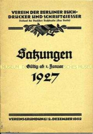 Satzung des Vereins der Berliner Buchdrucker und Schriftgiesser