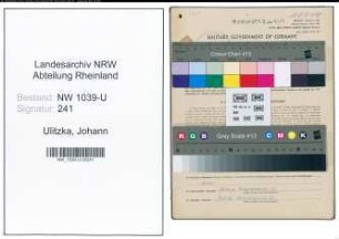 Entnazifizierung Johann Ulitzka , geb. 10.03.1898 (Schreiner)