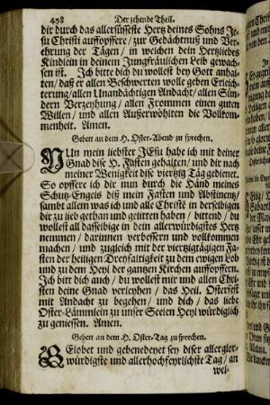 Gebett an dem H. Oster-Abend zu sprechen. - Litaney von allen Heiligen Gottes.