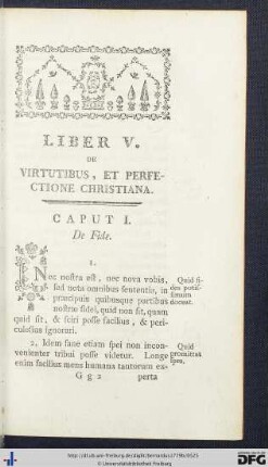 Liber V. De Virtutibus, Et Perfectione Christiana.