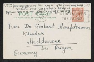 Brief von Herma Fiedler an Margarete Hauptmann