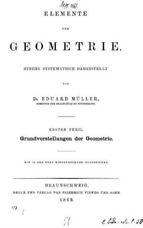 Theil 1: Elemente der Geometrie. Erster Theil