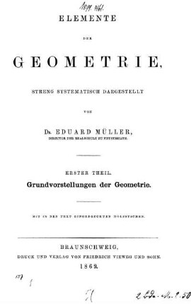 Theil 1: Elemente der Geometrie. Erster Theil