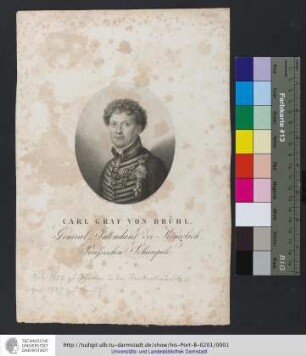 Carl Graf von Brühl / General-Intendant der Königlich-Preussischen Schauspiele / Buchhorn del: ; Bollinger sc.