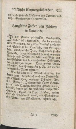 Langsame Fieber von Fehlern im Unterleibe.