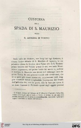 1: Custodia della spada di S. Maurizio nella R. Armeria di Torino