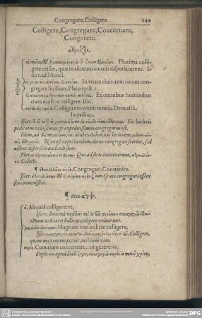 Colligere, Congregare, Coaceruare, Congerere