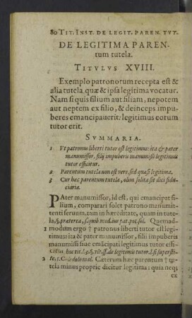 De legitima parentum tutela. Titulus XVIII.