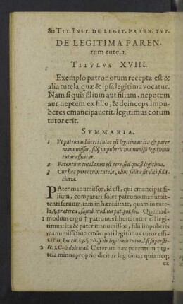 De legitima parentum tutela. Titulus XVIII.