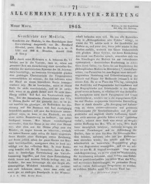 Hirschel, B.: Geschichte der Medicin in den Grundzügen ihrer Entwickelung. Dresden: Arnold 1843