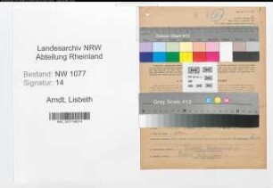 Entnazifizierung Lisbeth Arndt , geb. 18.01.1908 ()