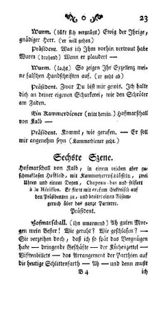 Sechste Szene. Hofmarschall von Kalb...
