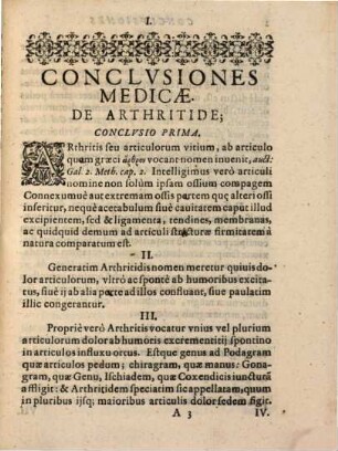 Conclusiones medicae de arthritide