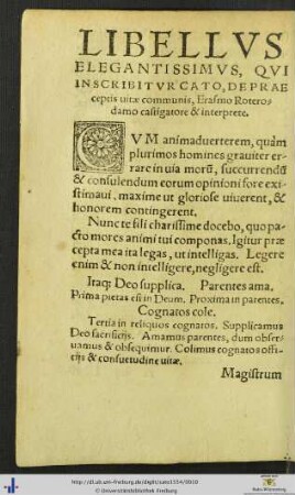 Cato, De Praeceptis vitæ communis