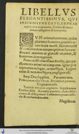 Cato, De Praeceptis vitæ communis