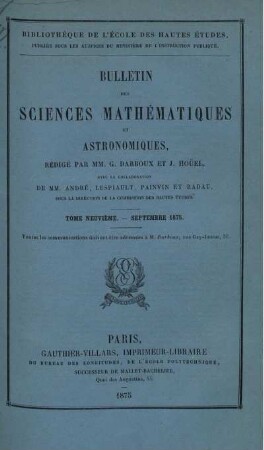 Tome Neuvième. - Septembre 1875.