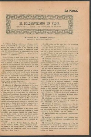 El bolshevikismo en Rusia : Debate en la cámara de diputados de Francia