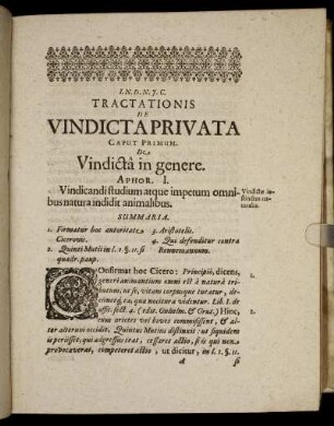 Caput Primum. De Vindicta in genere.