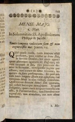 143-167, Mense Majo