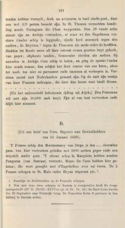 D. (Uit een brief van Corn. Buysero aan Bewindhebbers van 15 Januari 1618)