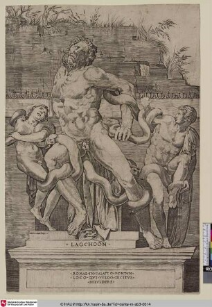 Laochoon [Laocoon; Laokoon und seine Söhne werden von der Schlange getötet]