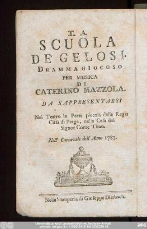 La Scuola De' Gelosi : Dramma Giosco