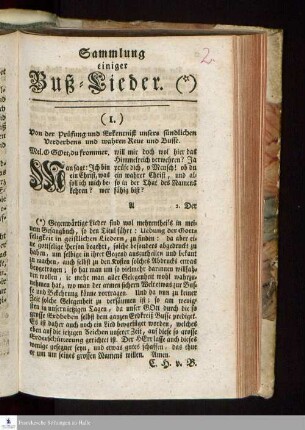 Sammlung einiger Buß-Lieder