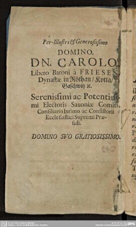 Per-Illustri & Generisissimo DOMINO...