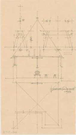 Döllgast, Hans; Hohenfeld (Bayern); Leichenhaus - Schnitt; Grundriss