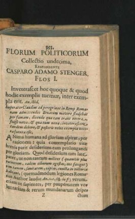 Collectio undecima. Respondente Casparo Adamo Stenger.