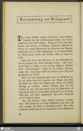 Karsamstag zur Kriegszeit