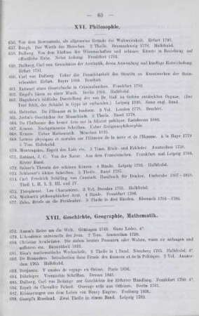XVII. Geschichte, Geographie, Mathematik.