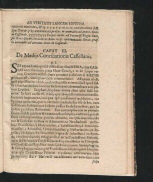 Caput III. De Mediis Conciliationis Casselanis.