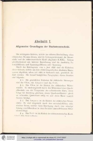Abschnitt I. Allgemeine Grundlagen der Starkstromtechnik