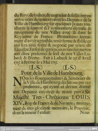 Pour de la Ville de Hambourg